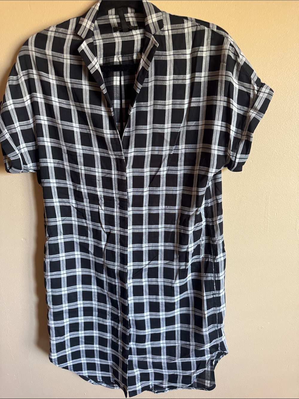 rag & bone Black and White Plaid Mini Dress